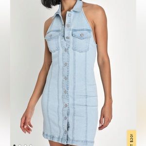 Denim halter dress